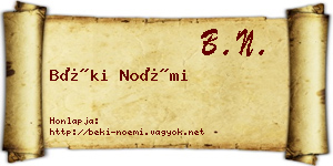 Béki Noémi névjegykártya