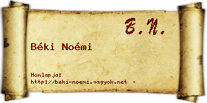 Béki Noémi névjegykártya